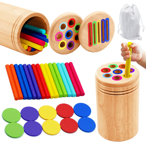 Jeu de Tri Montessori en Bois – Éveil & Motricité Fine 3-6 ans